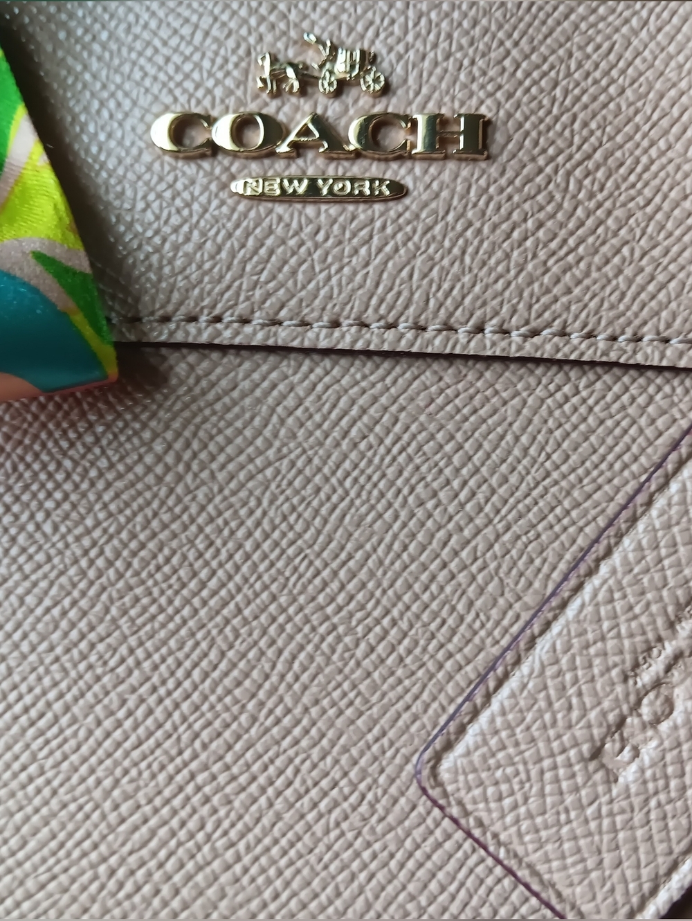 Coach Blush Pink Leather Shoulder Tote with Floral Scarf Accent - Picture 5 of 5